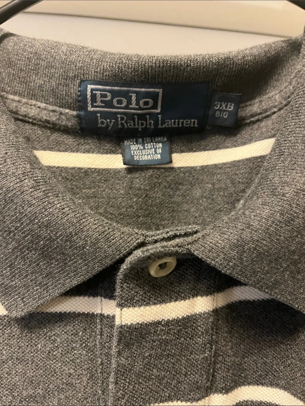 Ralph Lauren Gray and White Striped Polo Shirt